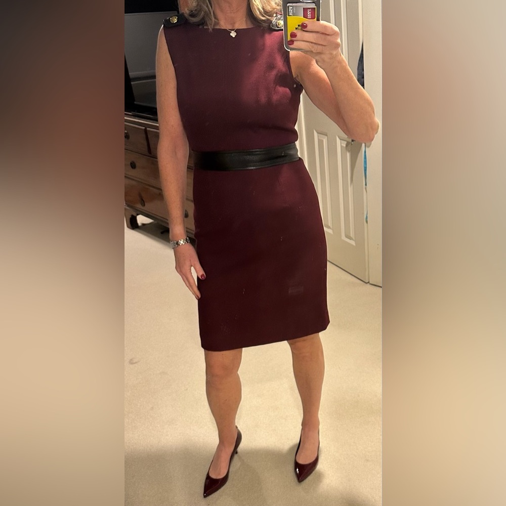 Tory Burch shift dress w black leather trim